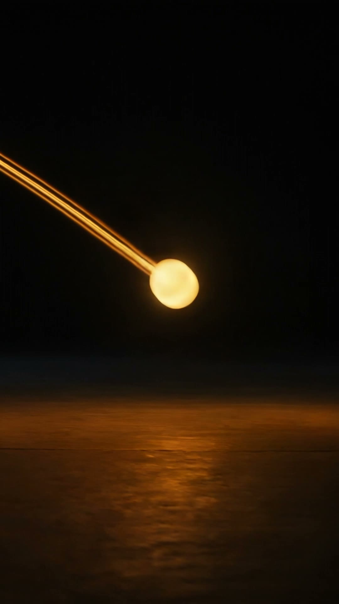 Glowing ball-flight trajectory in warm light