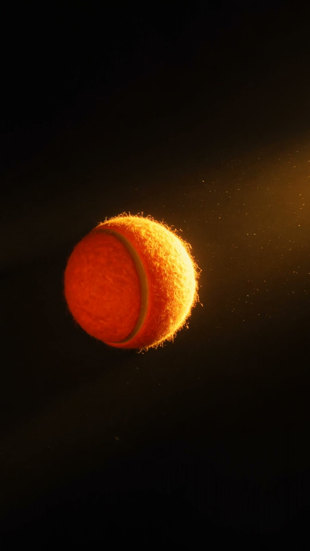 Glowing tennis ball in warm floodlight