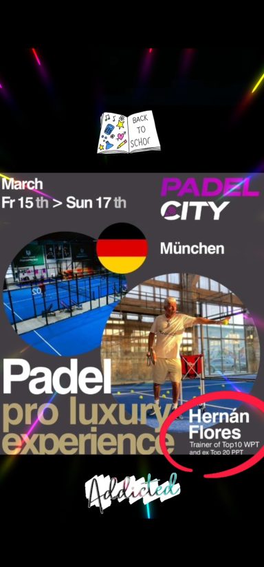 Padel City in München, Veranstaltung vom 13. bis 17. mit Hinweis auf besondere Angebote.