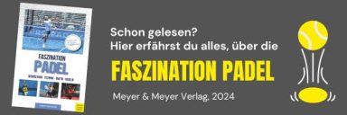 Buchcover über Padel, mit Bildern und Text zur Faszination des Spiels.